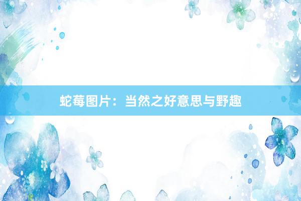 蛇莓图片：当然之好意思与野趣